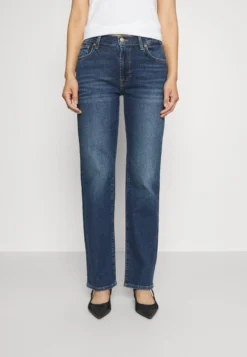 7 For All Mankind Ellie Straight Luxvindeesou - Jean Droit - Dark Blue