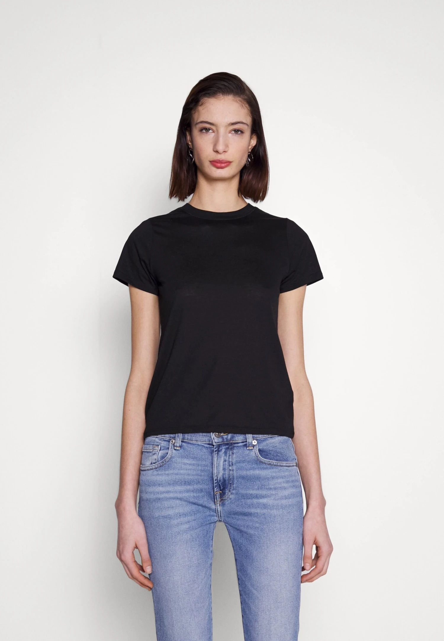 7 For All Mankind Crewneck Cotpol - T-Shirt Basique - Black 1 7 For All Mankind Crewneck Cotpol - T-Shirt Basique - Black