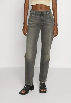 7 For All Mankind Ellie Straight Luxvincou - Jean Droit - Black