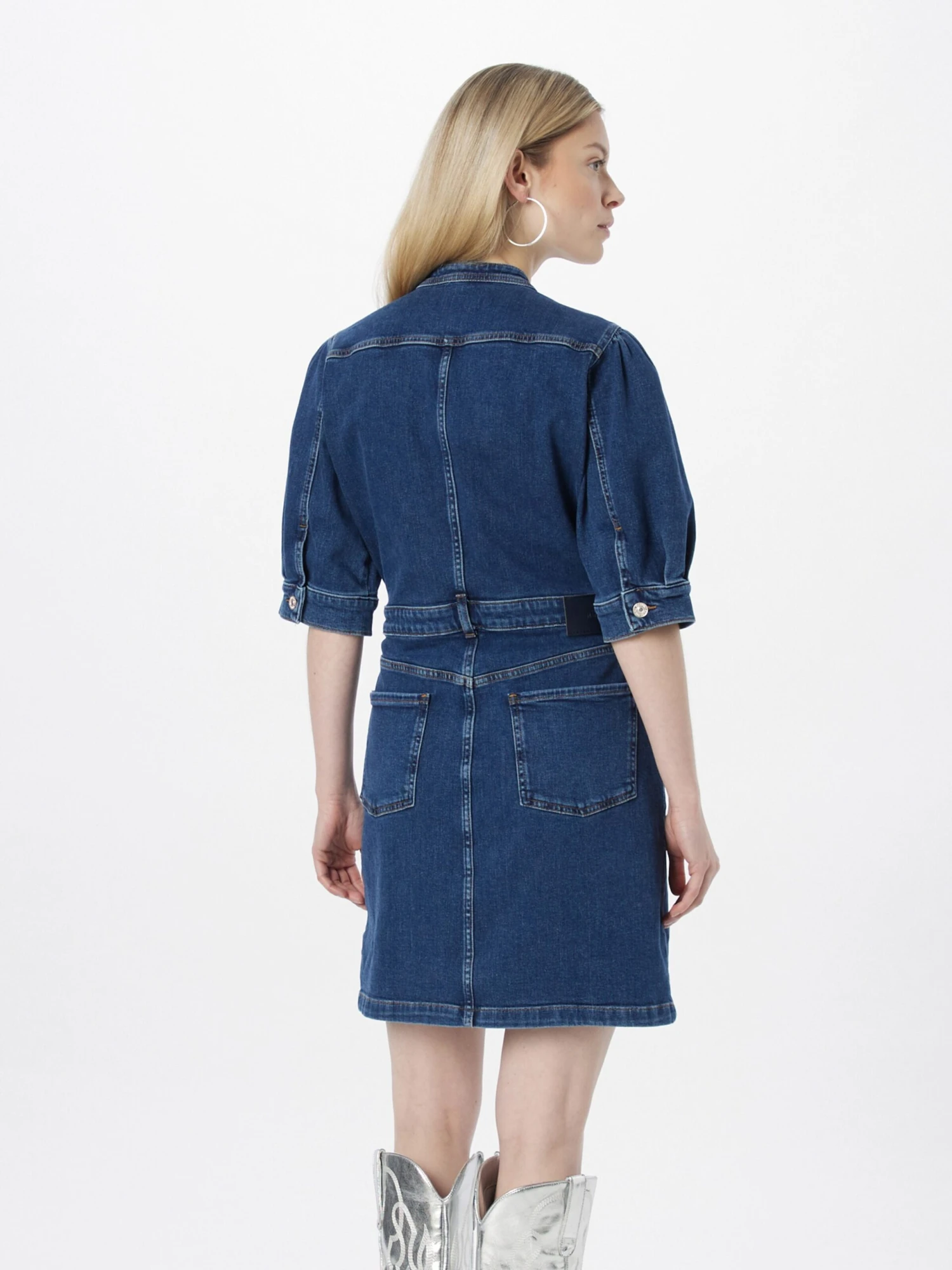 7 For All Mankind Robes Fluides Robe-chemise MARINA Femme Bleu 4 7 For All Mankind Robes Fluides Robe-chemise MARINA Femme Bleu – Image 4