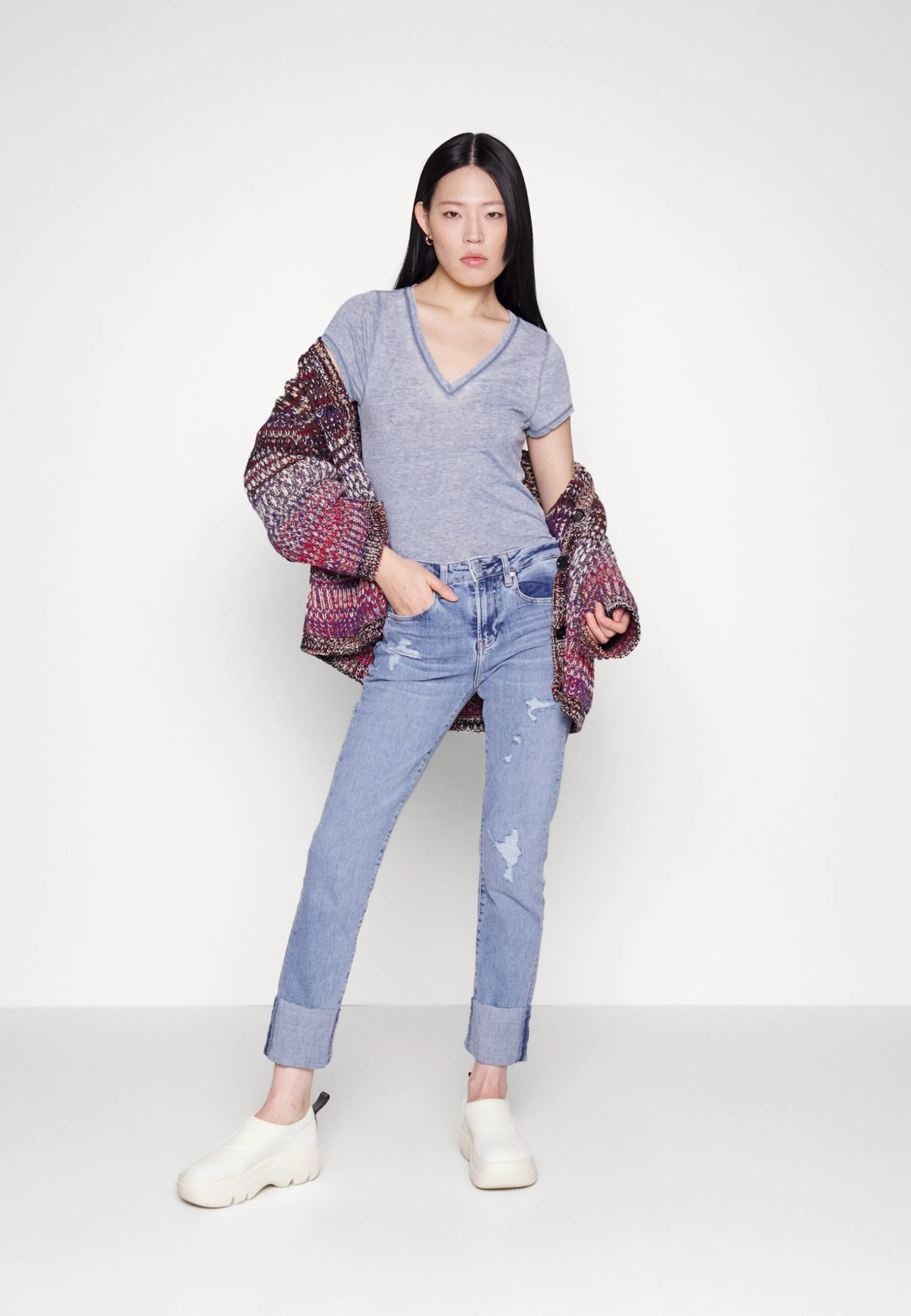 7 For All Mankind Andy Vneck Cotpol - T-Shirt Basique - Blue 2 7 For All Mankind Andy Vneck Cotpol - T-Shirt Basique - Blue – Image 2